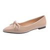 168836 Korean Versatile Shallow Mouth Single Shoes 2026 New Bow Pointed Flat Shoes Widened Large Size Women's Shoes