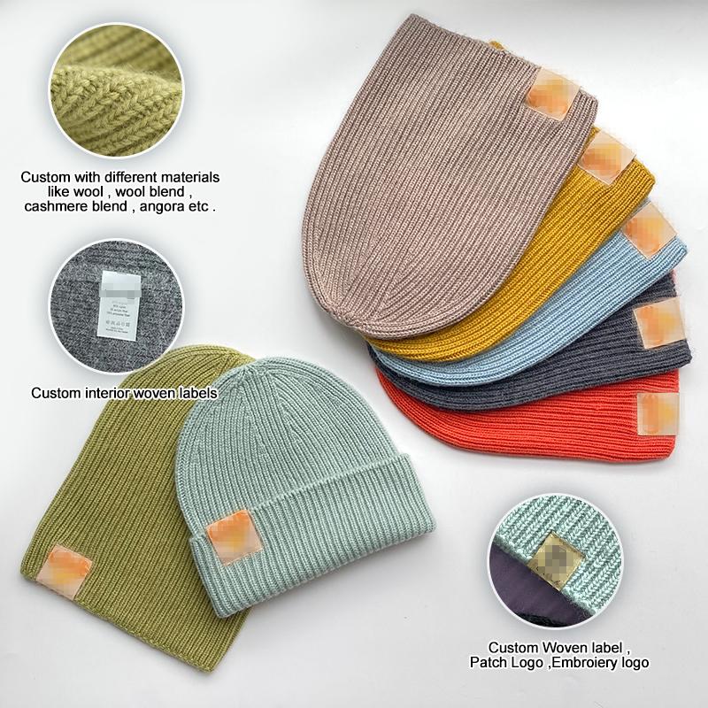 Custom Winter Wool Knitted Beanie for Women Men Unisex Warm Cuff Beanie High Quality Plain Beanies Factory