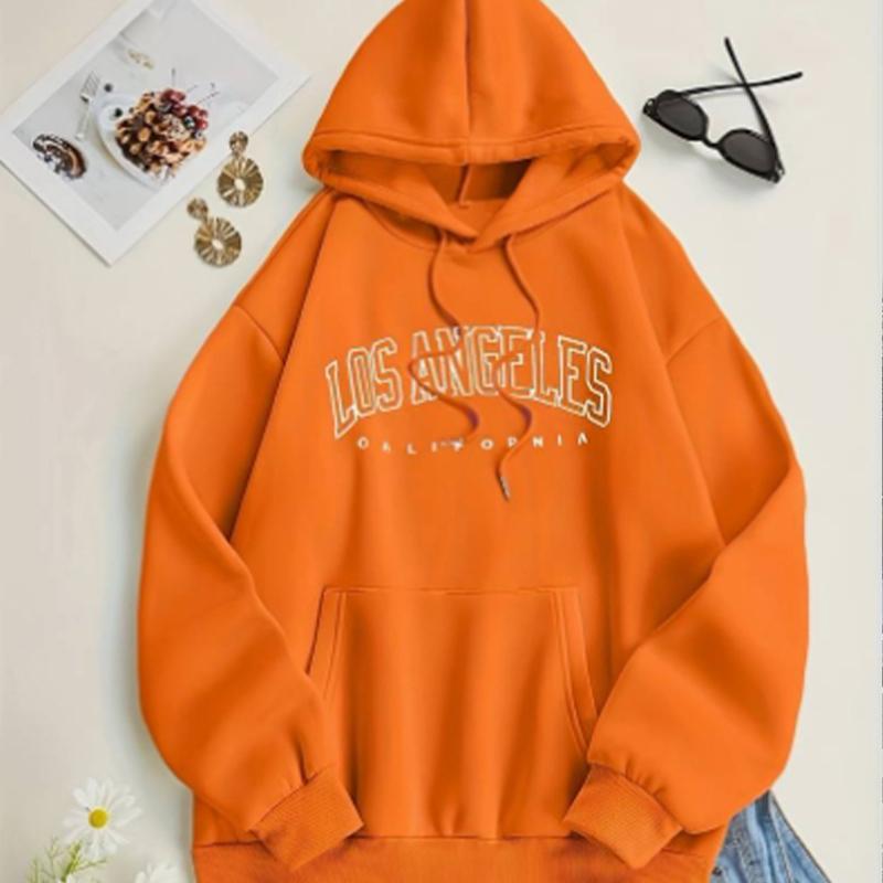 Uthulte bokstaver for kvinner Løs hettegenser Topper Bluse Genser Uformell Langermet Pullover Topper