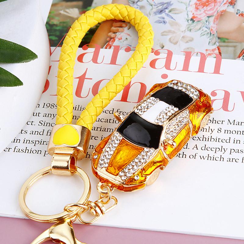 Full Rhinestone Crystal Car Shape Design Keychains For Women's Bags Decoration Bag Charm