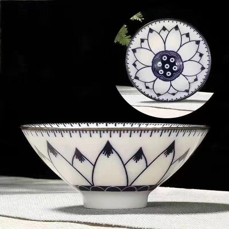 Porcelain Blue and White Kung Fu Teacup Set – Single Douli Cup for Tea Tasting