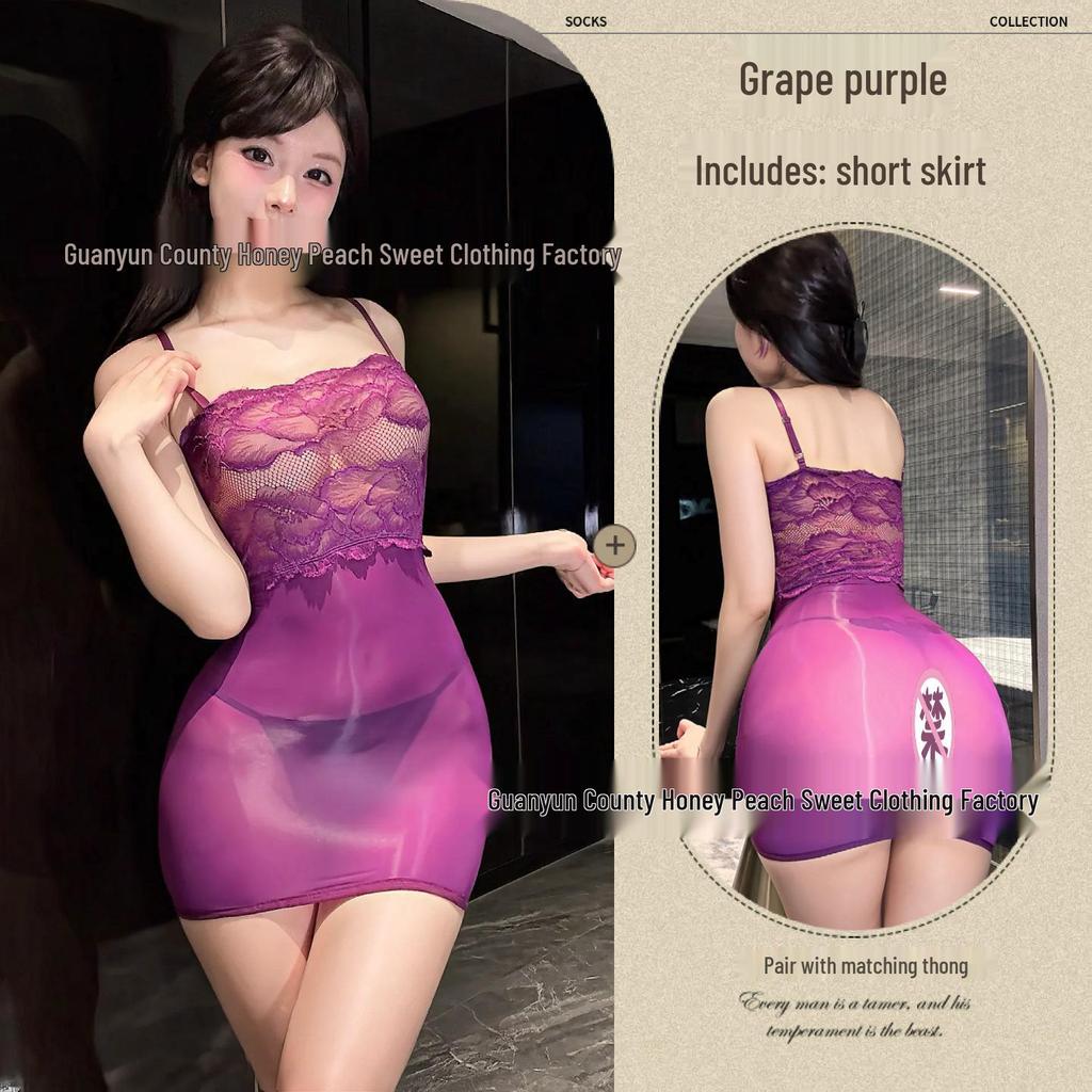 Sexy Lingerie Sheer Lace Panel Bodycon Spaghetti Strap Mini Dress for Women