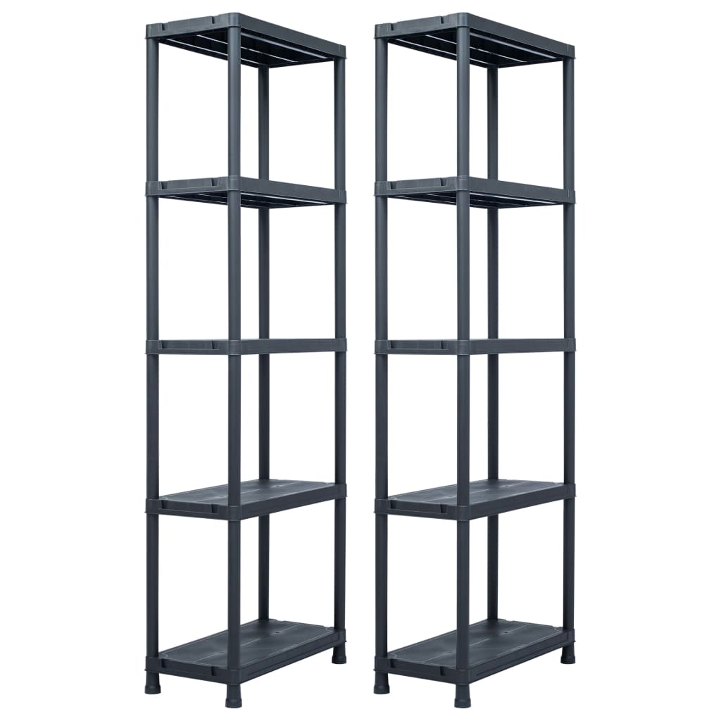Storage Shelving Units 2 pcs Black 125 kg Capacity 60 x 30 x 180 cm Plastic