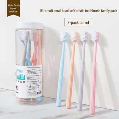 8-Piece Soft Toothbrush Set with Small Head & Covers for Adult Couples