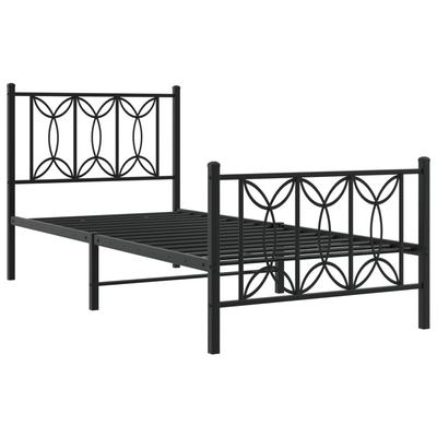 Metal Bed Frame with Headboard and Footboard Black 75 X 190 Cm