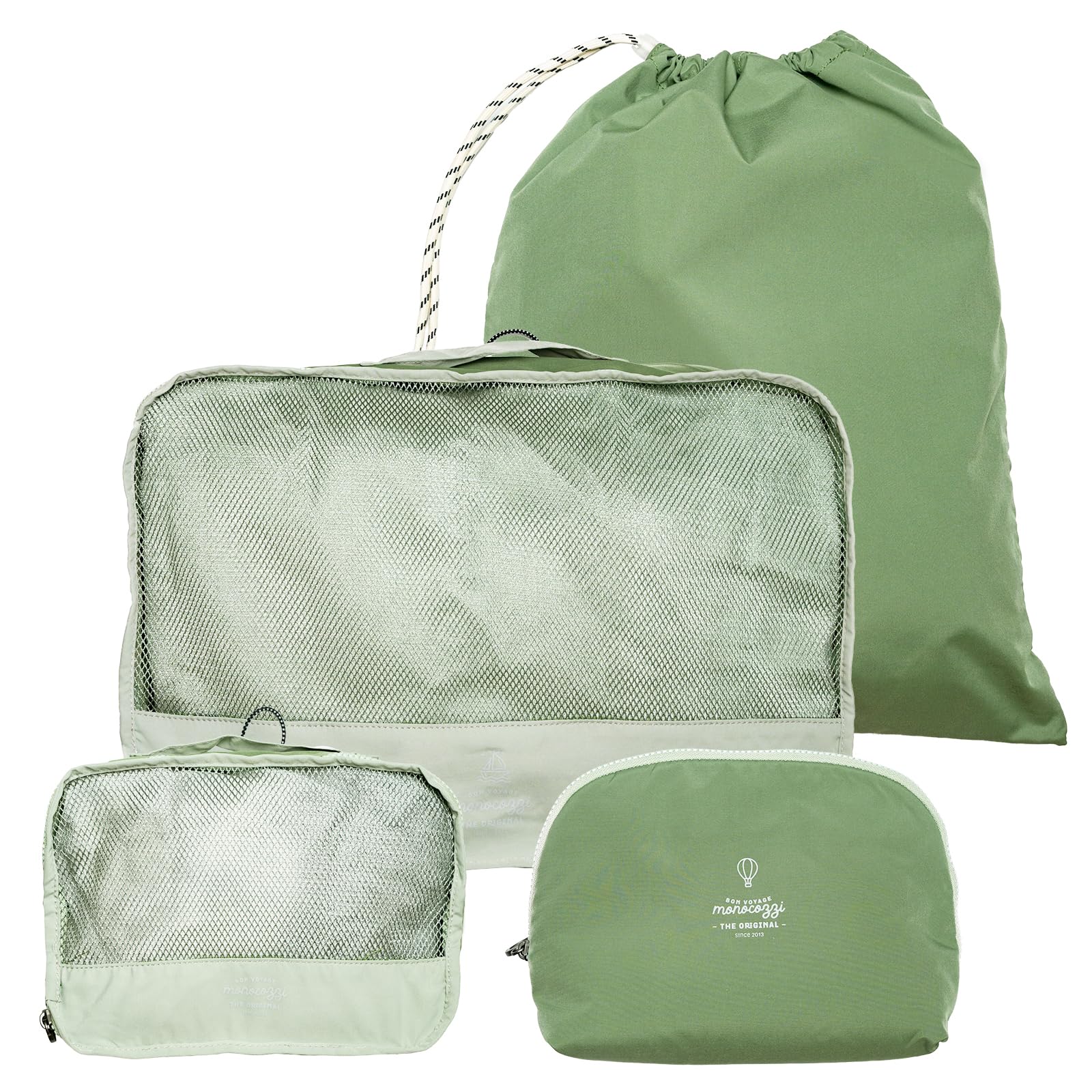 

Travel Pouch Set of 4 Cosmetic Laundry Storage Bon Voyage Travel Bags Set Olive MONOCOZZI - Pouch, Bag, Clothing/Shoe - 4-in-1 -