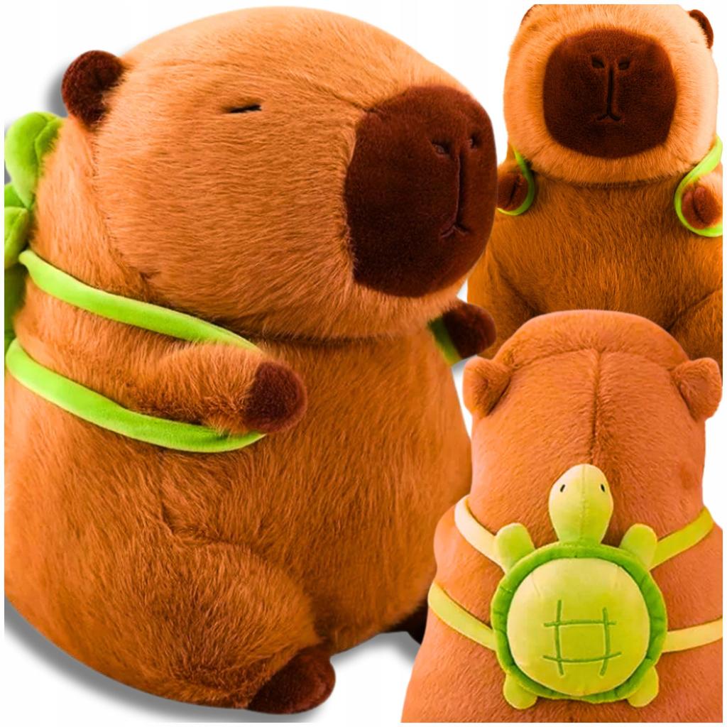 Kapibara Stofftier mit Schildkröte Rucksack 2in1 Plüschtier Kuscheltier Geschenk 30CM