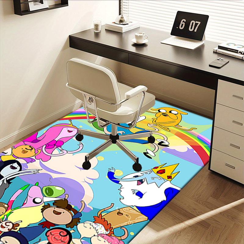 Adventure Time Office Chair Mat: Cartoon Characters Decorative Rug for Home Office Living Room Bedroom Furniture Gift.122303a