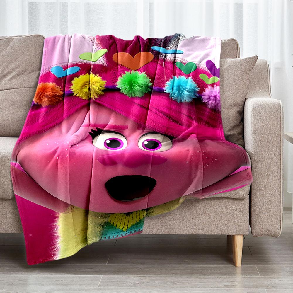 Trolls Theme Printed Blanket - Perfect for Couch, Bed, Travel & Outdoor Use | Machine Washable, Cozy & Durable.
