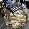 Fish Lake Round Area Rug,Carpet Rug for Living Room Bedroom Sofa Playroom Decor,Non-slip Floor Mat