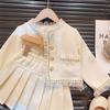 Childrens Clothing Spring Autumn Collection Girls Lace Jacket Short Skirt Fashionable Two Piece Set