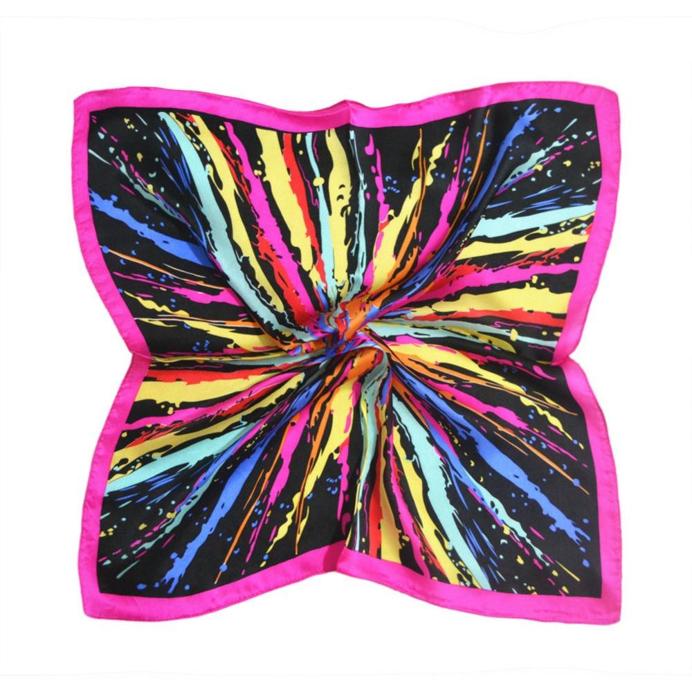 Tony&Candice 100% Silk Scarf Square Women 53*53CM  Scarves Ladies Ring&Wrap Oil Pattern Luxury Style  Soft Satin Neckerchief