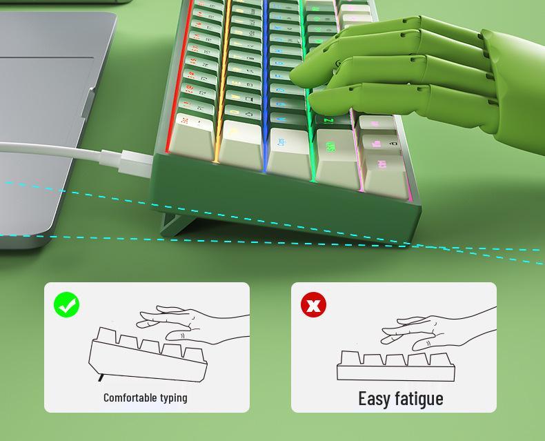 BOW Hot-Swappable Wired Mechanical Gaming Keyboard - Red/Brown Switch, 68-Key Compact Design