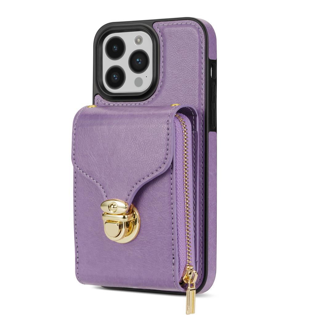 Suitable for Samsung A54 Zipper Crossbody Cable Mobile Case Wallet Bracket Multi Card Full Covered Case A14 A53