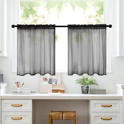 1 Stück Cafe DIY Kurze Transparente Vorhänge Webart Stufen Tüll Fenstervorhänge Netz Voile Polyester Küche