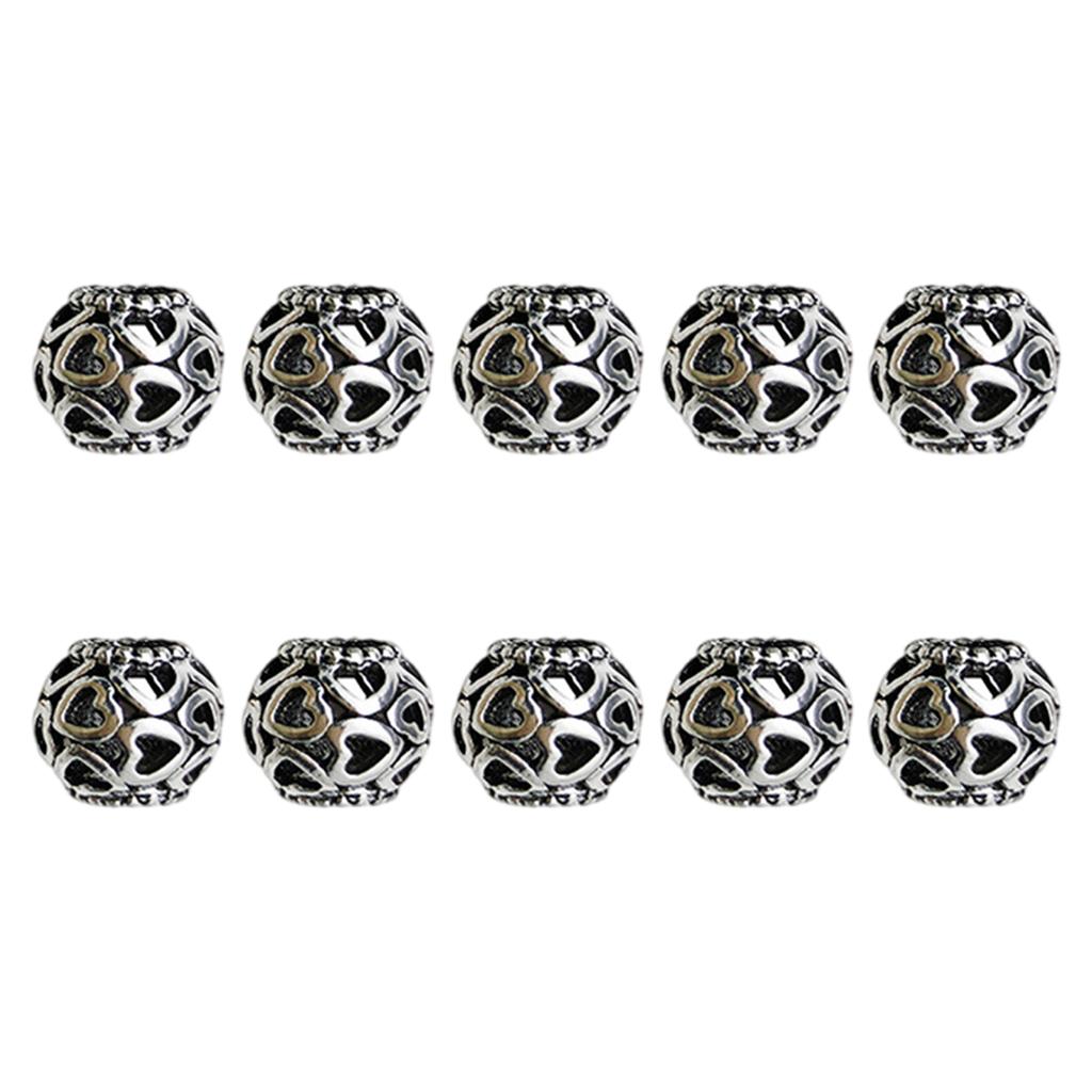 10pcs Tibetan Style Large Hole Spacer Beads Antique Silver for DIY Jewellery Making and Crafting Projects