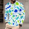 Men Plus Size Round Neck Long Sleeve Printed White T Shirt Casual Pullover