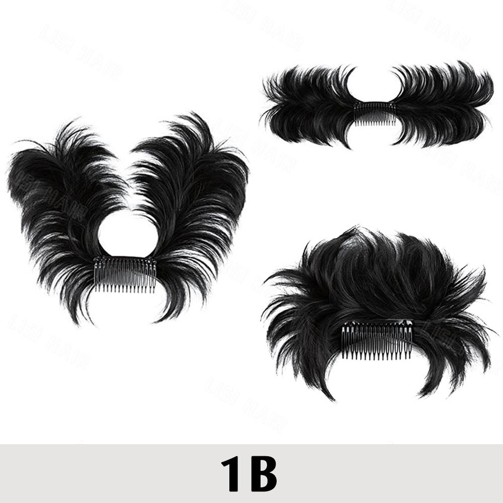 LISI HAIR Синтетический беспорядочный пучок для волос Боковая расческа с заколкой для волос в пучке Взлохмаченная прическа для женщин Короткие натуральные волнистые Легко носить искусственный пучок для волос 30cm black