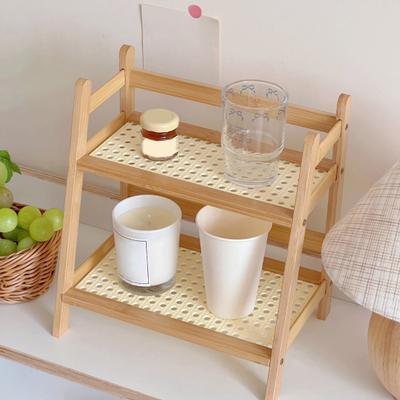 Bambu Çift Katmanlı Raf 2 Katlı Masaüstü Düzenleyici Yüksek Stabilite Güçlü Yük Taşıyıcı Mutfak Sergileme Rafı Bardak Tutucu