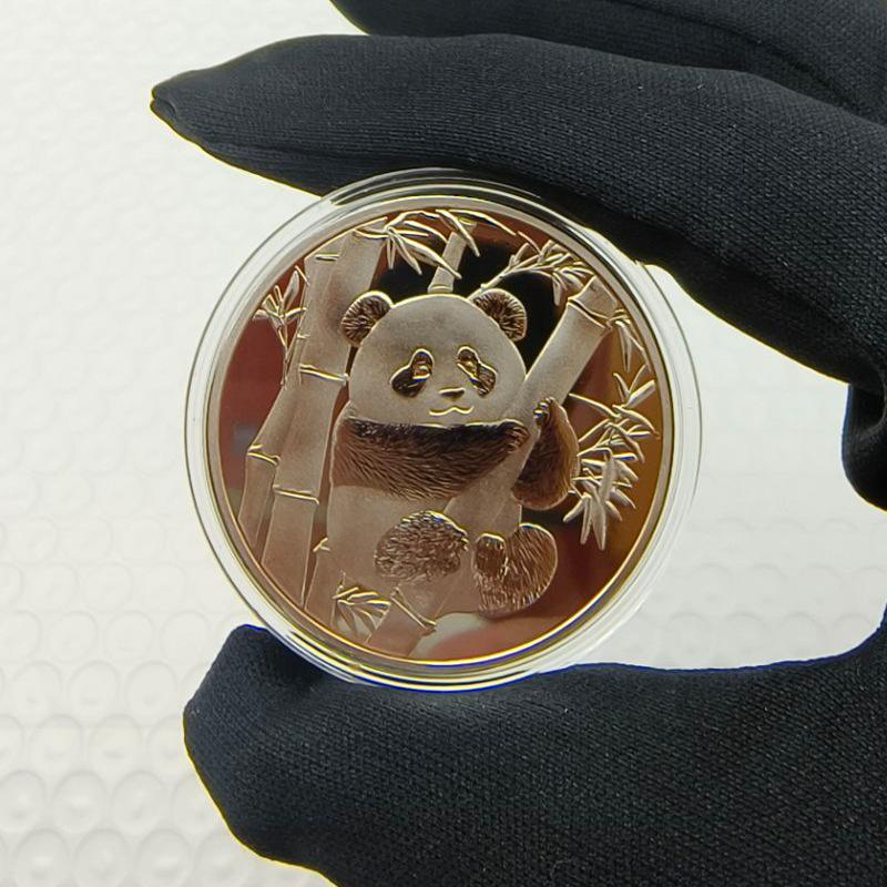 Panda Coins, Gold-plated and Silver Plated, Commemorative Medals, Metal Crafts, Panda Commemorative Medals, Small Gifts