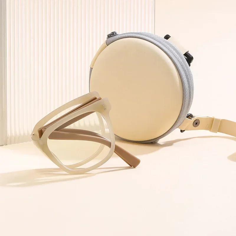 Folding Square Reading Glasses For Men And Women Fashionable And Portable Large Frame Glasses Anti Blue Light Presbyopia Glasses