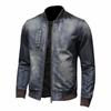 Casual Baseball Collar Wash Denim Jacket Jacket+young Men's High Quality Denim Top Large H0387