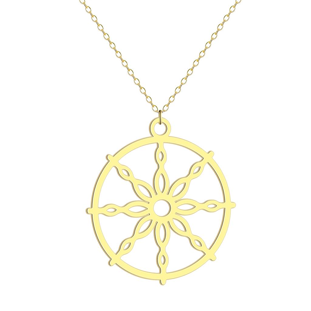 Kintal exquisite stainless steel Dharma Wheel Buddhism Necklace Dharmachakra Charm Pendant jewelry Christma gift girlfriend