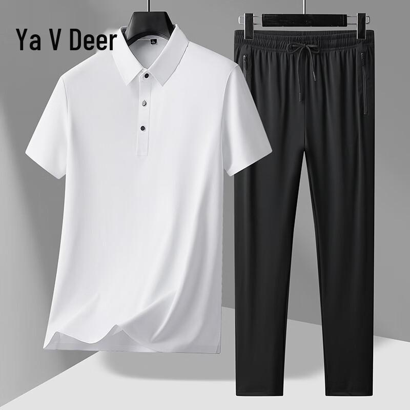 Yalu Men s Ice Silk Polo Shirt Two-Piece Set XL