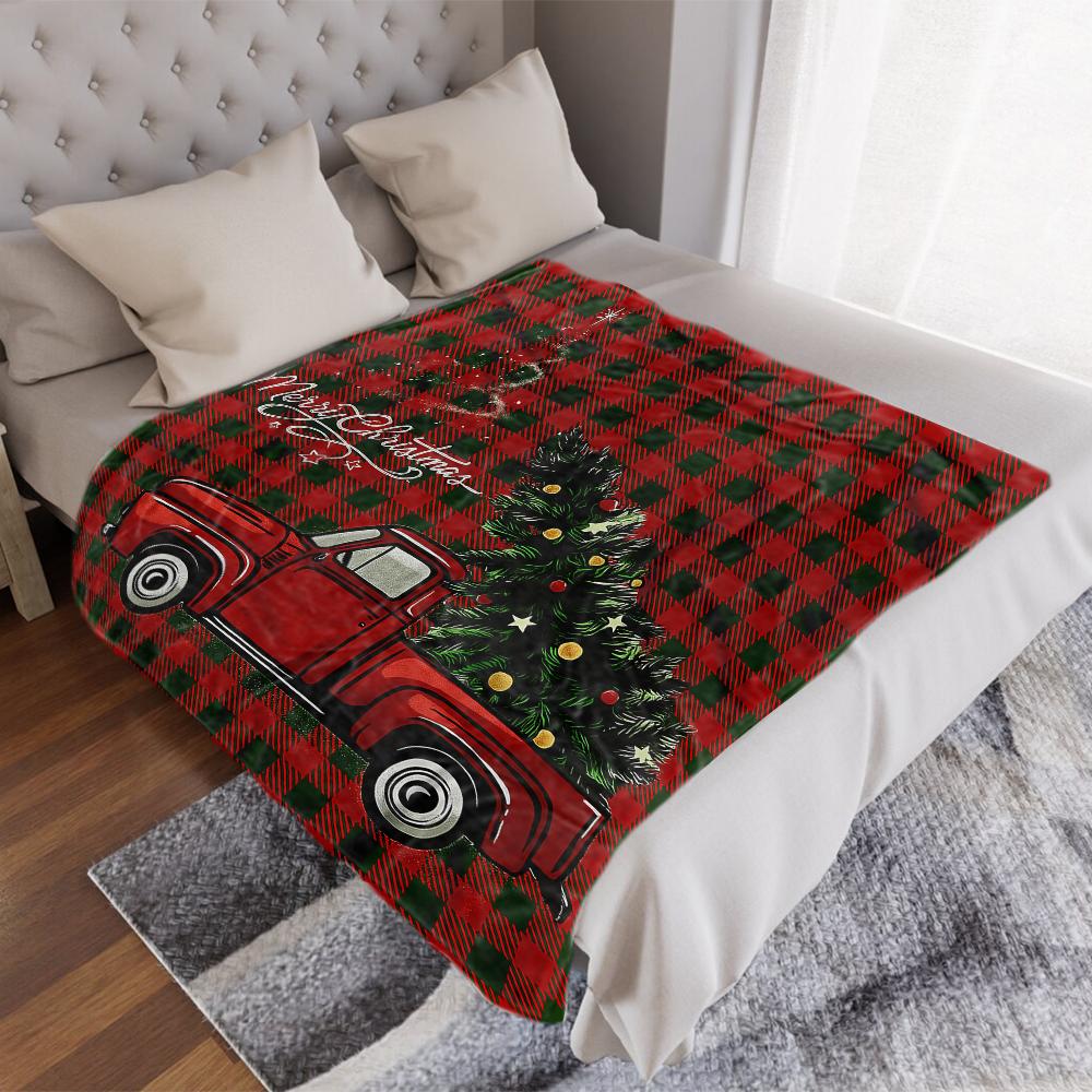 Merry ChristmasFlannel Fleece Blanket, Cozy Microfiber Plush Throw Blankets for Bed Sofa Couch Travel Camping-300gms