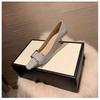 Fashion Metal Buckle Thin Heel Single Shoes Autumn New Square Toe Shallow Mouth Slip-on Kitten Heel Shoes