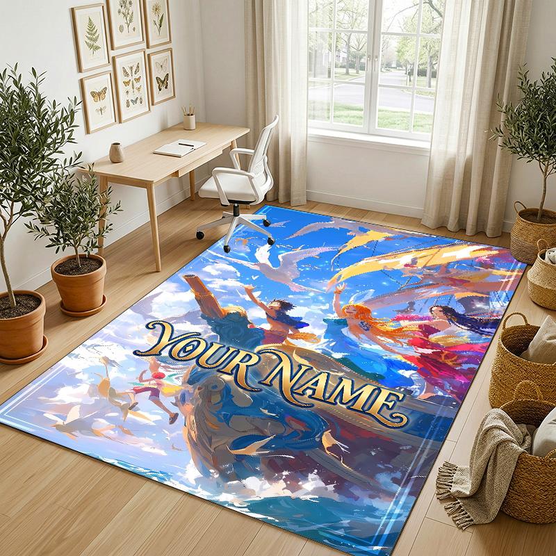 Personalized Crystal Velvet Carpet,One Piece Custom Printed Name, Plush Area Rug For Home Indoor Decor