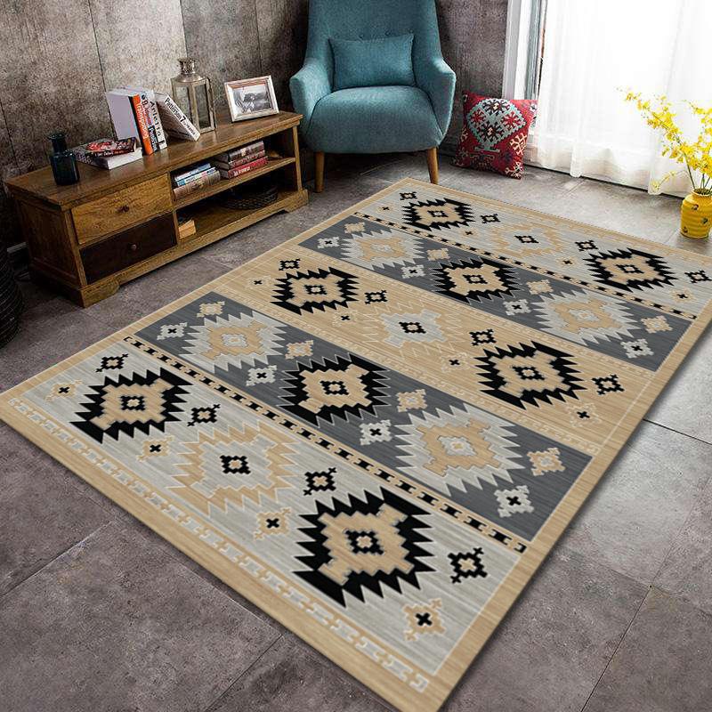 Bosmian Bedroom Splicing Carpet Retro Light Luxury Living Room Coffee Table Floor Mat Turkish Ethnic Style Carpet