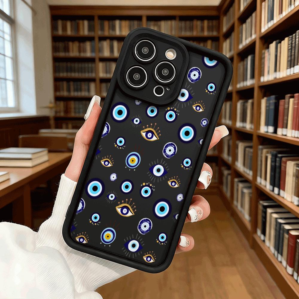 Mixed Evil Eye Pattern Soft TPU Phone Case for iPhone 17 16 15 14 13 12 11 Pro Max Plus Shockproof Anti-Slip Cover
