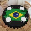 Round Flag Of Brazil Tablecloth Waterproof Oil-Proof Table Cover 70 Inch Brazilian Proud Table Cloth