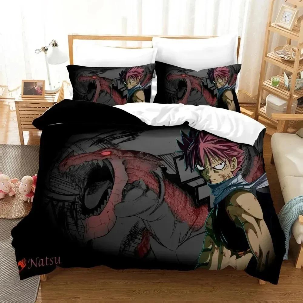 3D Print Fairy Tail Anime Bedding Set Duvet Cover Bed Set Quilt Cover Pillowcase Comforter King Queen Size Boys Adult Bedding