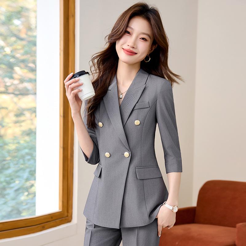 2025 New Style Black Formal Women's Plus Size Blazer Suit for Interviews and Professional Workwear