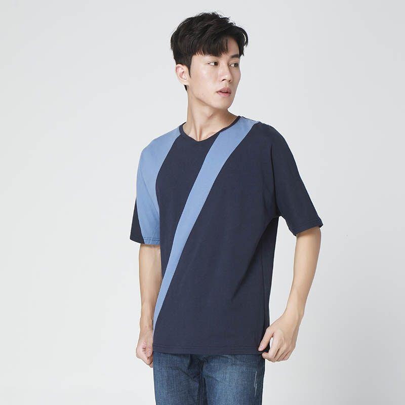 Menseye Cotton Color-Matching Mid-Sleeve Trendy Men's T-shirt