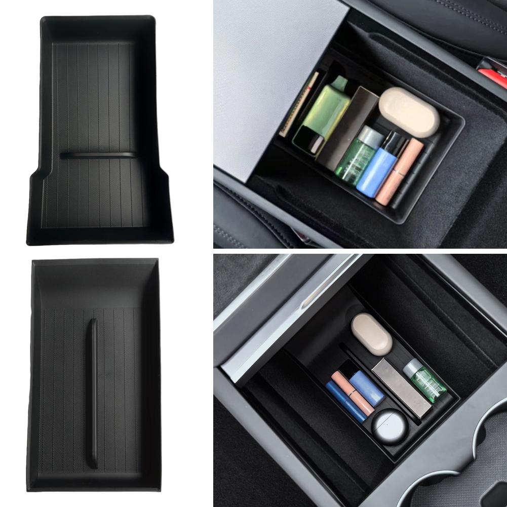 For Tesla New Model Y Juniper 2025 interior Accessories Center Contral Storage Organizer Tray Armrest Box Bottom Mat Card Holder