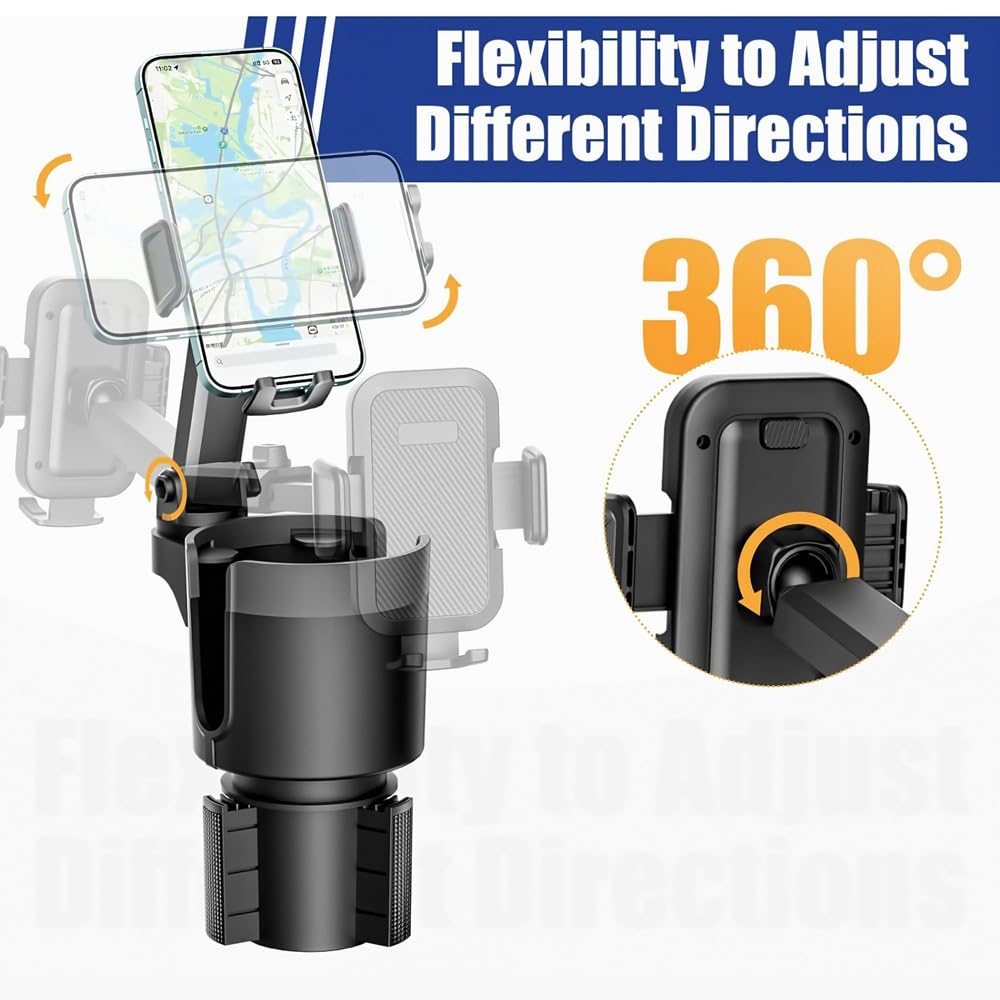 Smartphone Drink Holder, Car Adjustable, Mobile Phone Cup Stand, In-Car, 2-in-1 Design, Cup Holder,