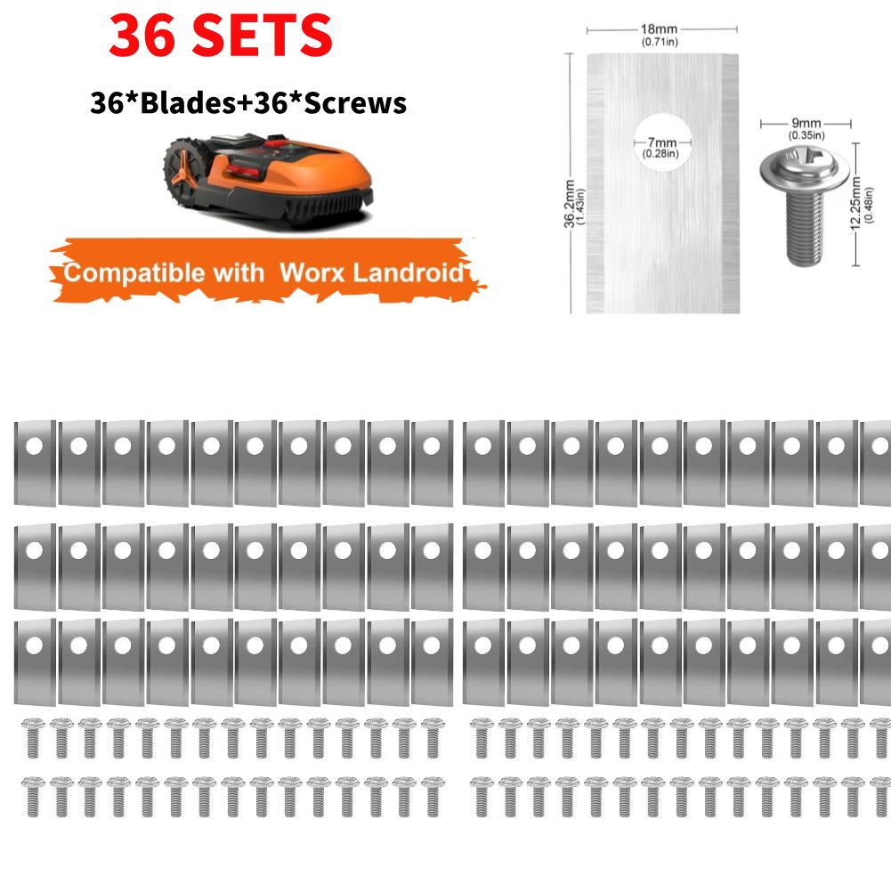 90-18x Lawn Mower Cutting Blade Set Stainless Steel Single Hole Lawn Mower Blade Blade Screws Kit for Worx Landroid Lawn Mowers