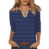 Women's Stand Collar 3/4 Sleeve Printed Top T-shirt