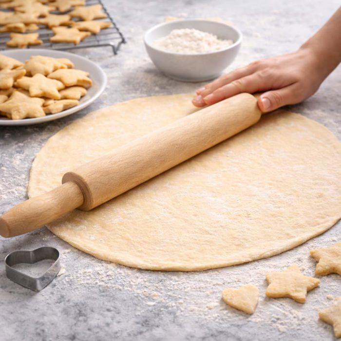 Rolling Pin - SIROCO - 38 Cm - Natural Wood - Diameter 5 Cm - Rotating Handles