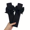 2Pcs Solid Color Bow Ice Silk Shoulder Pads Car Seat Belt Protective Cover Car Anti-strangle Anti-skid Pad Shoulder Cover Car Decoration Accessories