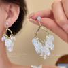 French super fairy white petal long fringed earrings women's fashion temperament advanced sense personality beautiful stud earrings