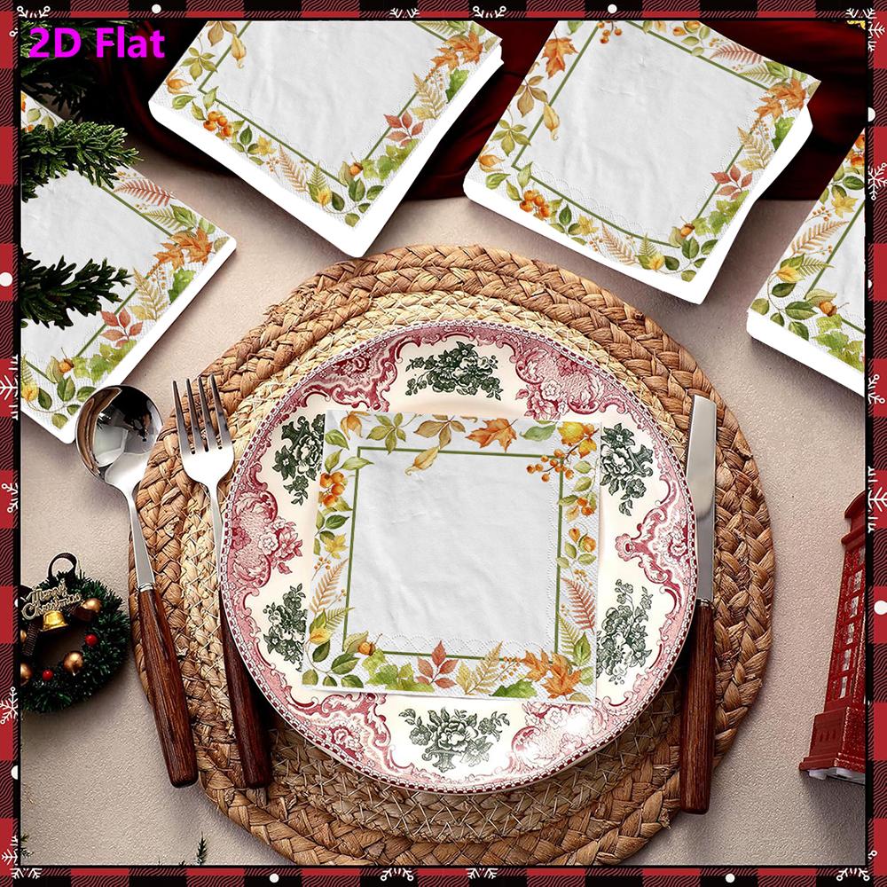 20pcs Disposable Napkins with Pumpkin, Maple Leaves Pattern Print for Wedding,Parties,and Daily Use for Thanksgiving Fall Christmas Table Decoration