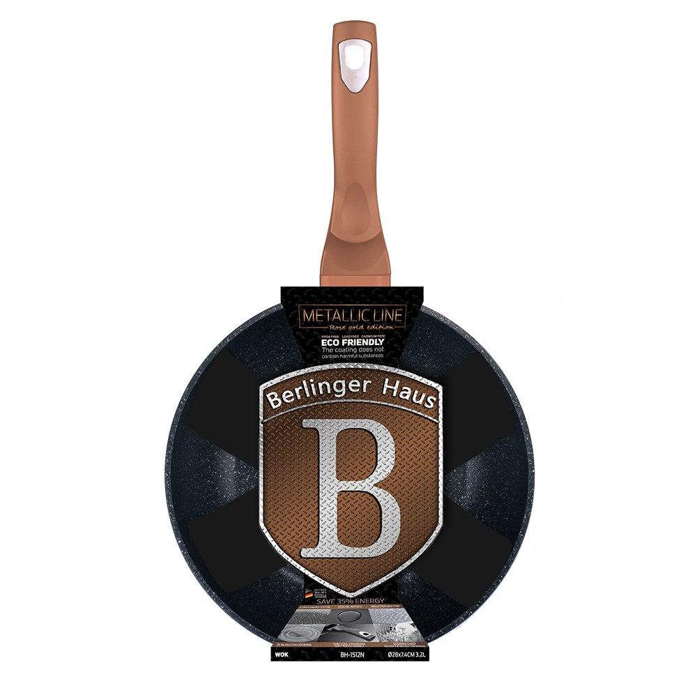 Granite Wok Frying Pan 28cm Berlinger Haus Rose Gold BH-1512