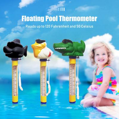 Schwimmendes Pool-Thermometer, Cartoon-Tierform, Wassertemperatur-Thermometer mit Schnur für