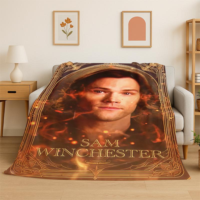 

SPN Supernatural Dean Sam TV Flannel Blanket Soft Warm Throw Blanket for Bedroom Living Room Bed Travel Camping Picnic Kid 75x90cm