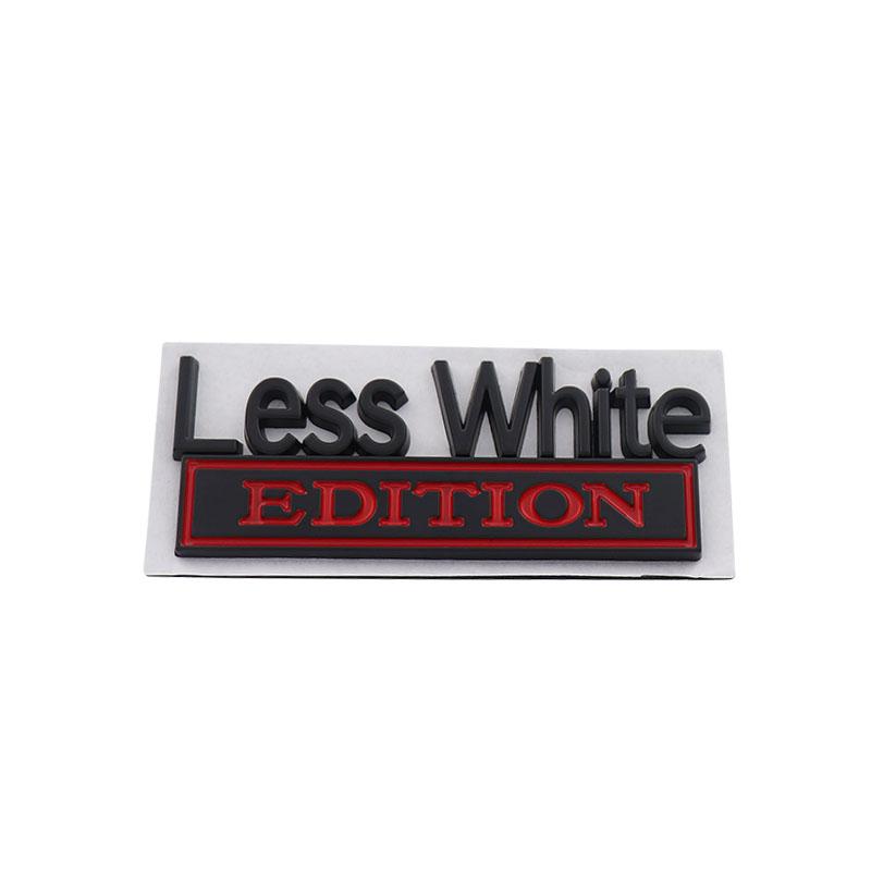 

3D Premium Less White Edition for car Hood Fender trunk Rear Decal Emblem Badge Sticker black-red