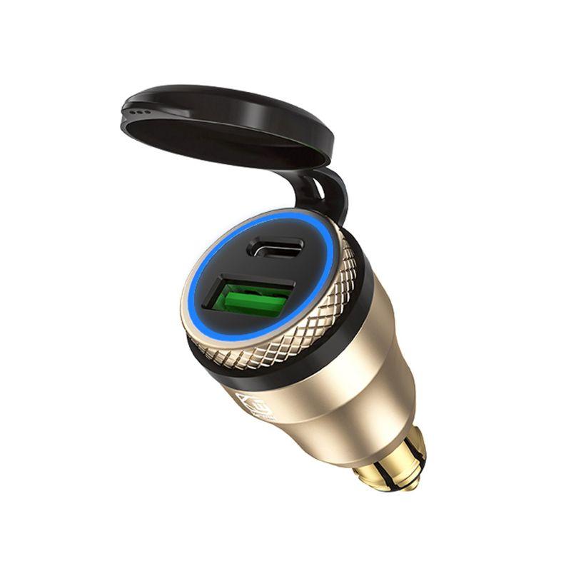 Waterproof Motorbike 12V 24V QC3.0 USB Type C PD Fast Charger Power Adapter Hella DIN Plug Socket for BMW Ducati Motorcy